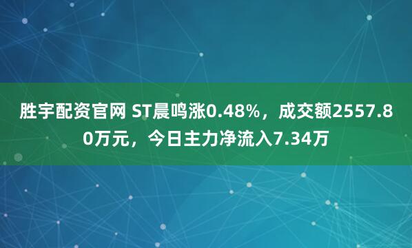 胜宇配资官网 ST晨鸣涨0.48%，成交额2557.80万元，今日主力净流入7.34万